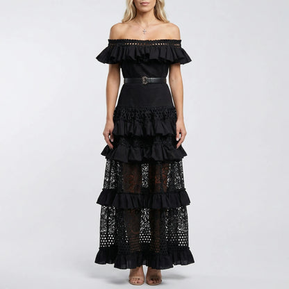 Florença - Off-Shoulder Lace Midi Dress