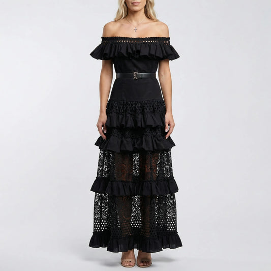 Florença - Off-Shoulder Lace Midi Dress