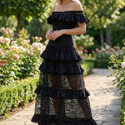 Florença - Off-Shoulder Lace Midi Dress