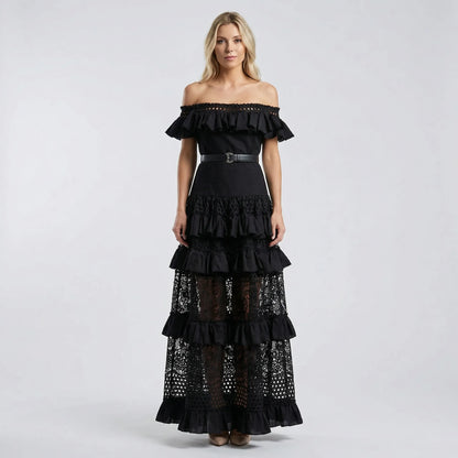 Florença - Off-Shoulder Lace Midi Dress