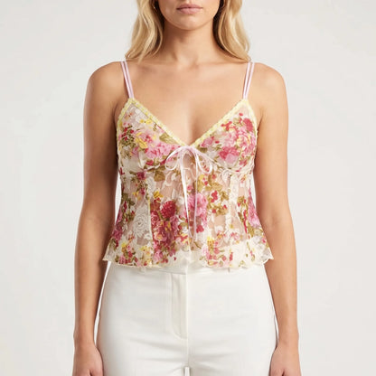 Florvela | Floral Print Cami Crop Top