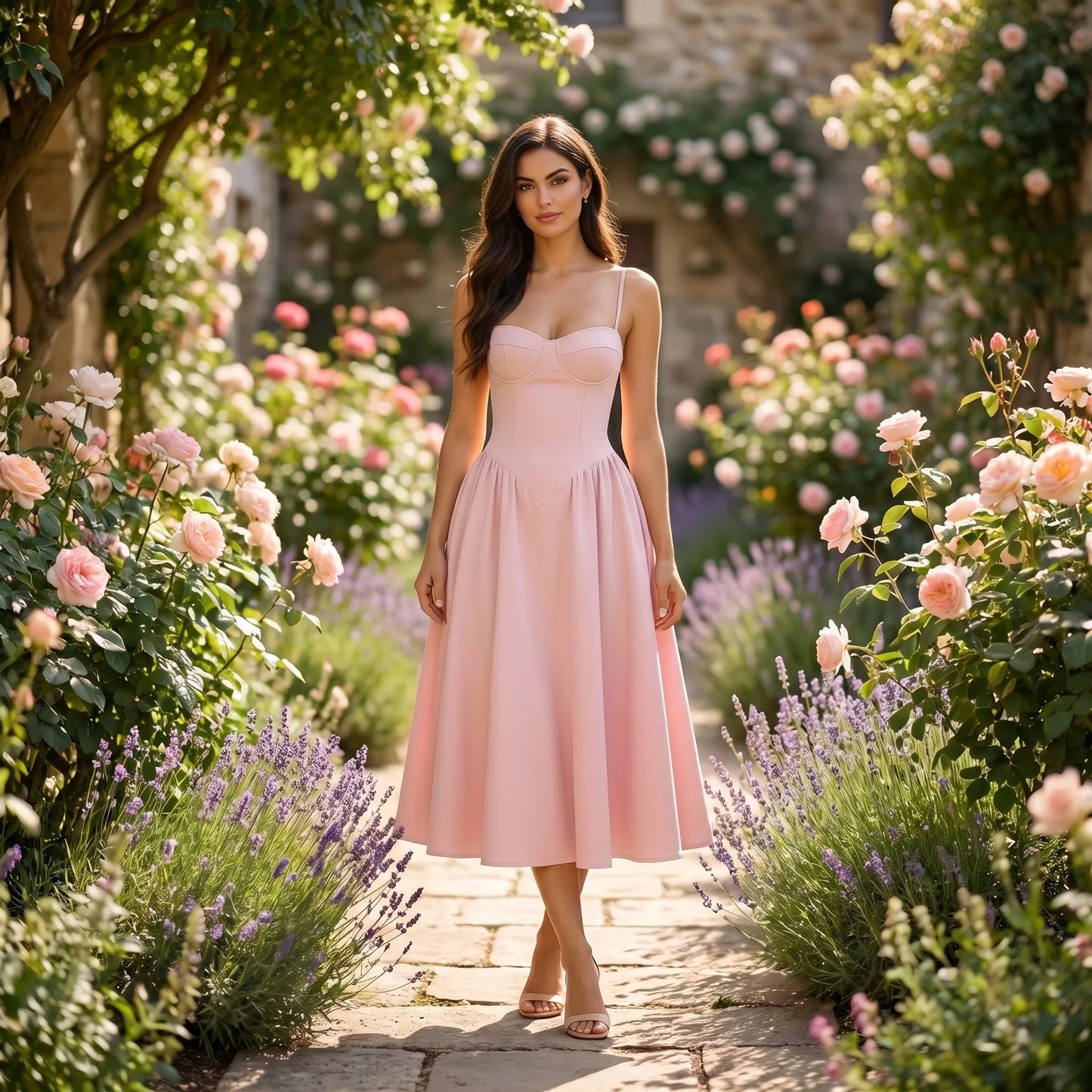 Florvette | Corset Bodice A-Line Midi Dress
