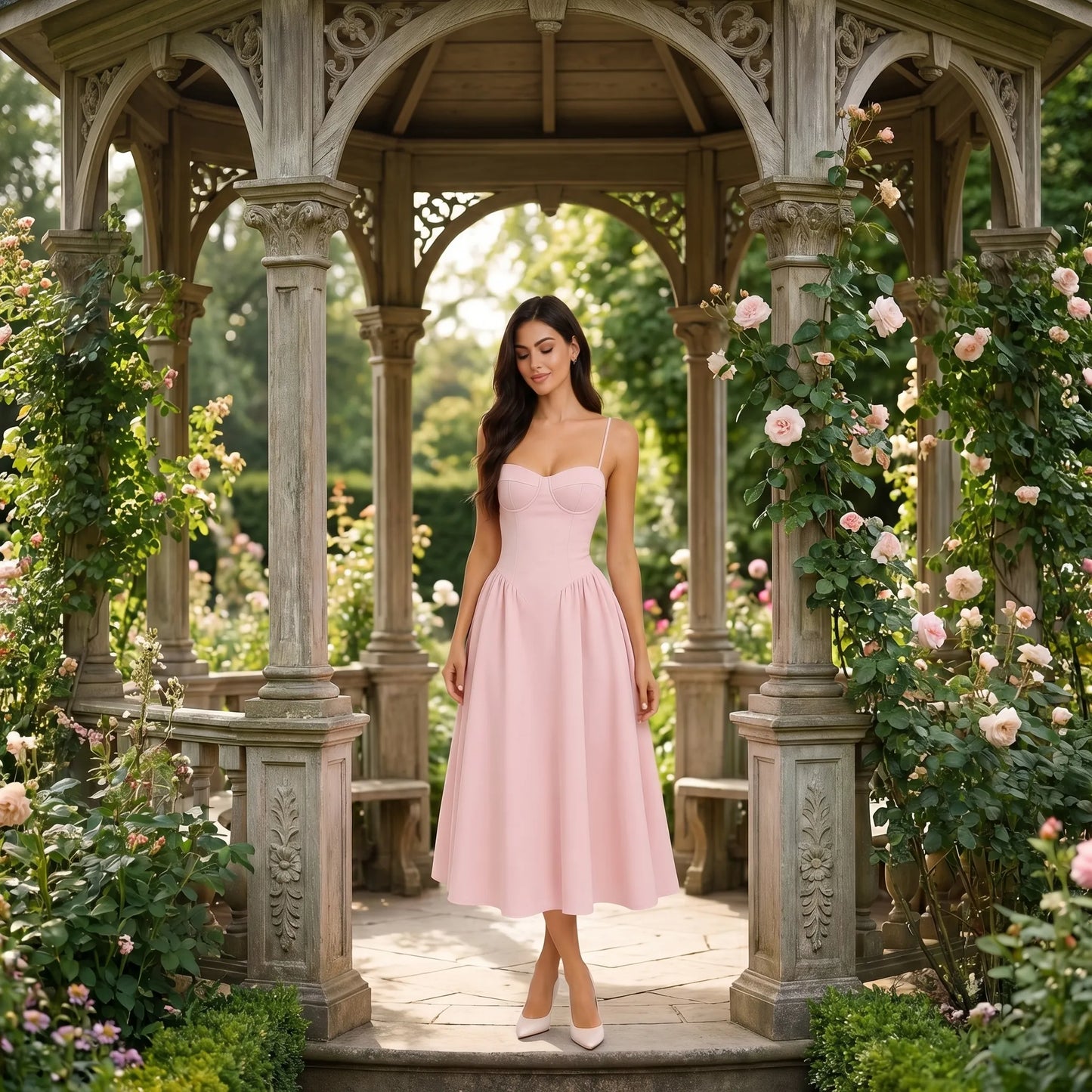 Florvette | Corset Bodice A-Line Midi Dress