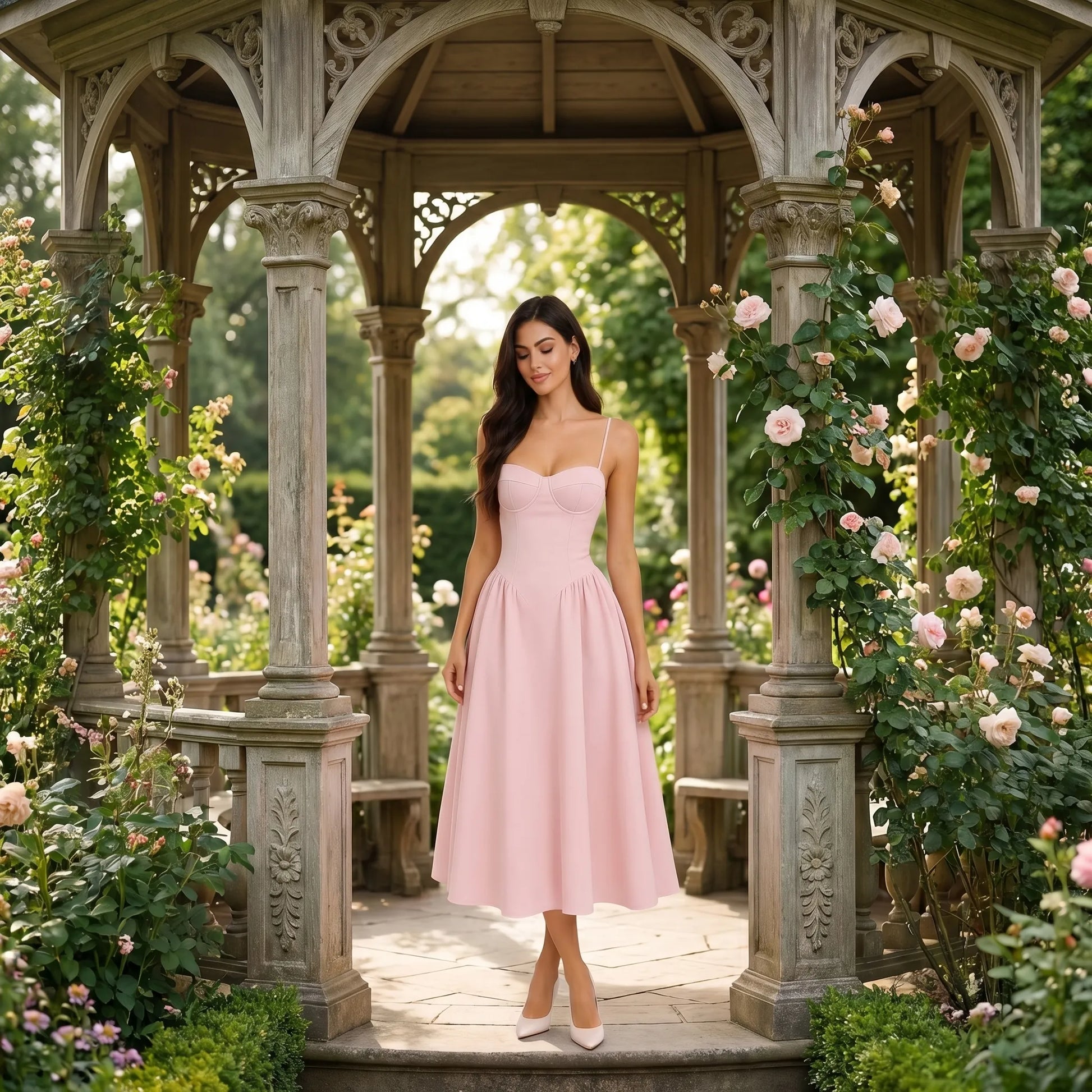 Florvette | Corset Bodice A-Line Midi Dress