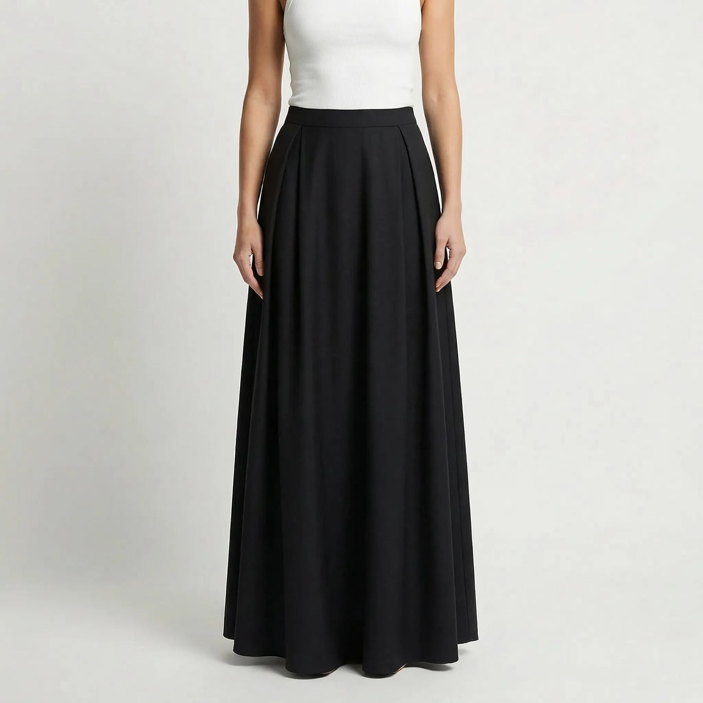 Flourelle | Solid Colour A-Line Maxi Skirt