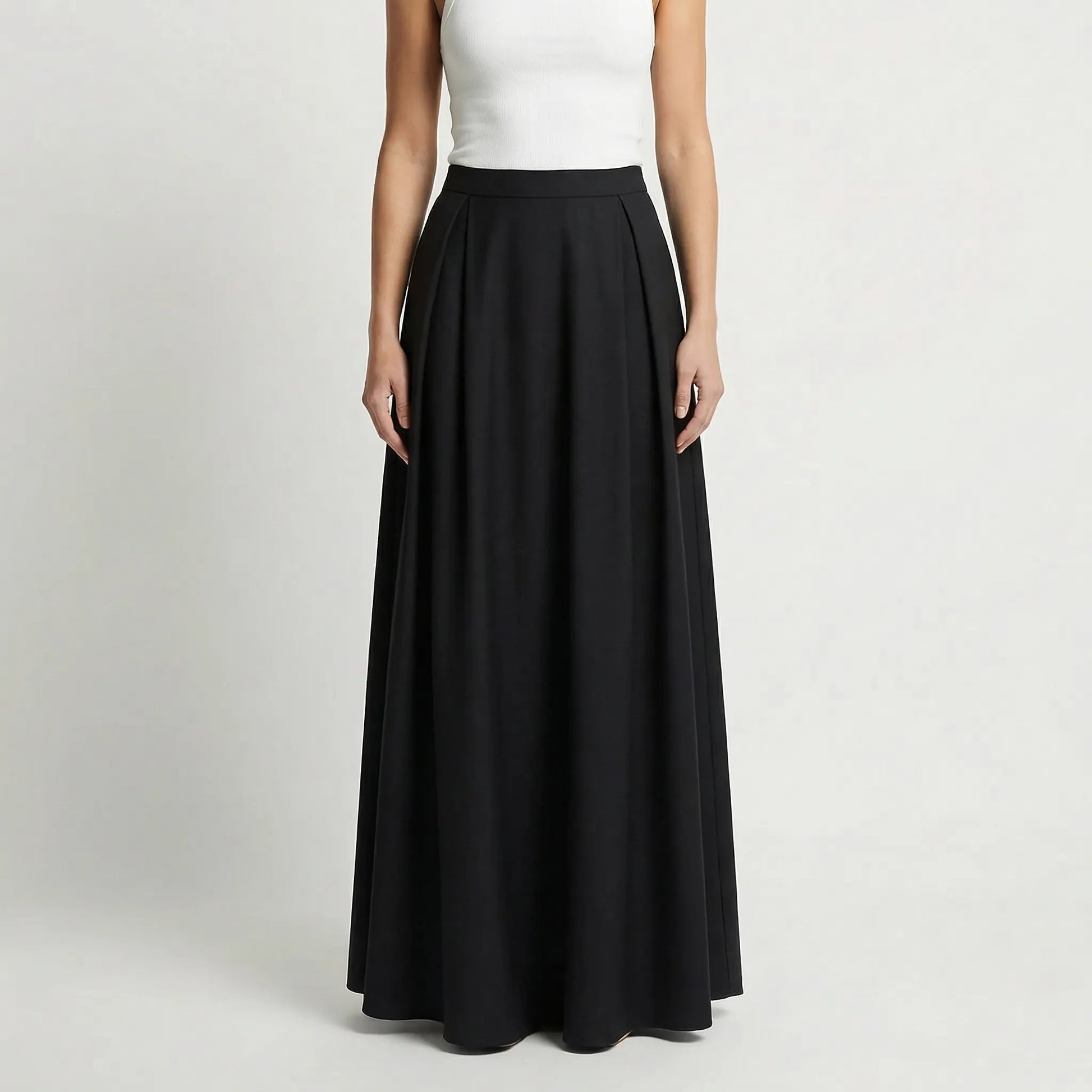 Flourelle | Solid Colour A-Line Maxi Skirt