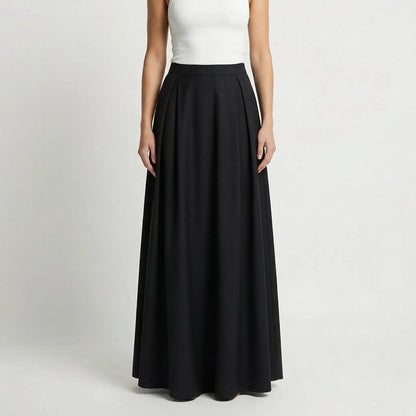 Flourelle | Solid Colour A-Line Maxi Skirt