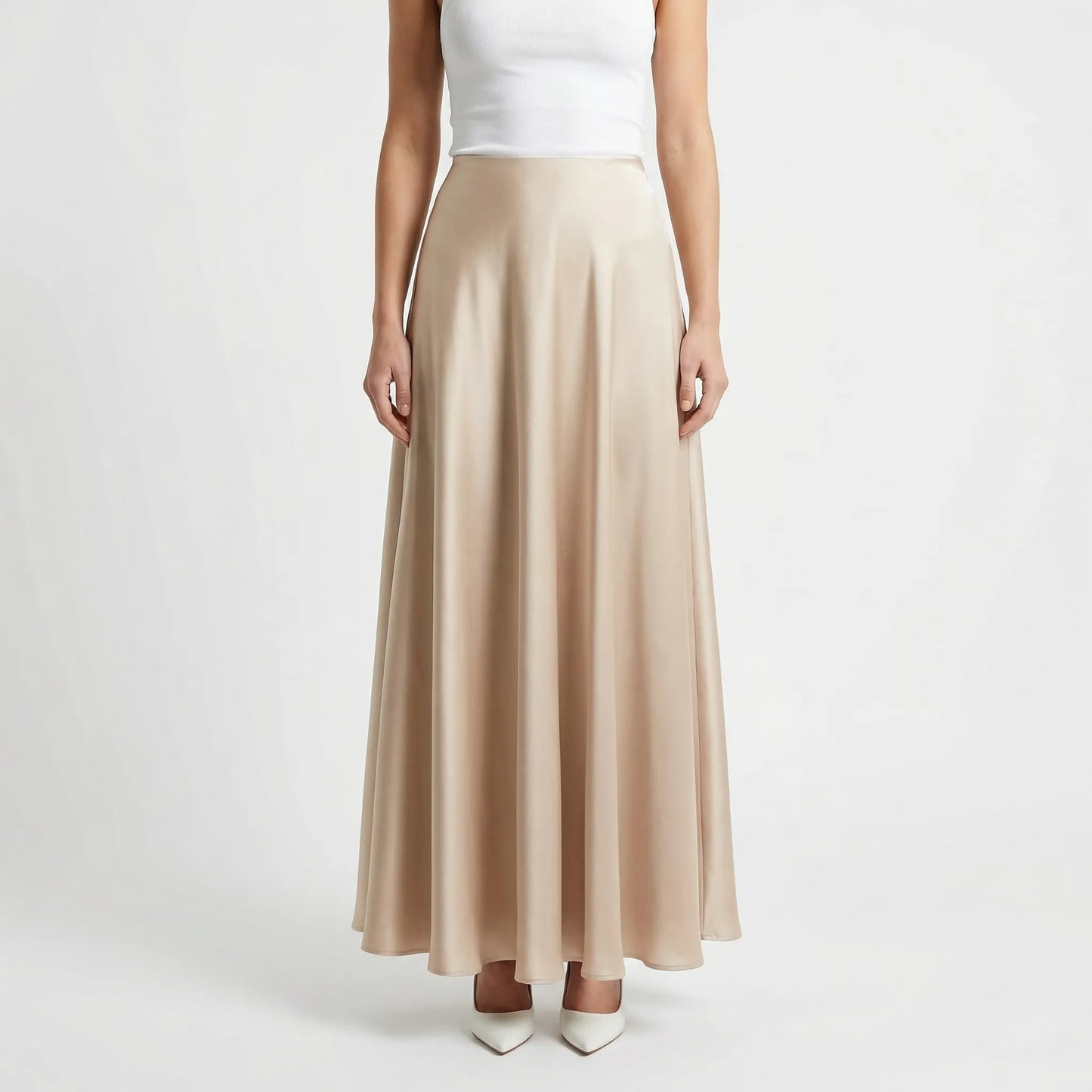 Flourelle | Solid Colour A-Line Maxi Skirt