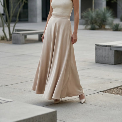 Flourelle | Solid Colour A-Line Maxi Skirt