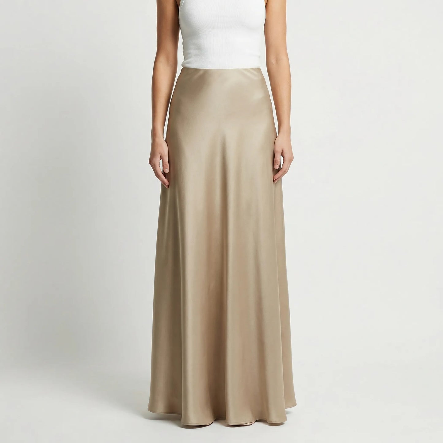 Flourelle | Solid Colour A-Line Maxi Skirt