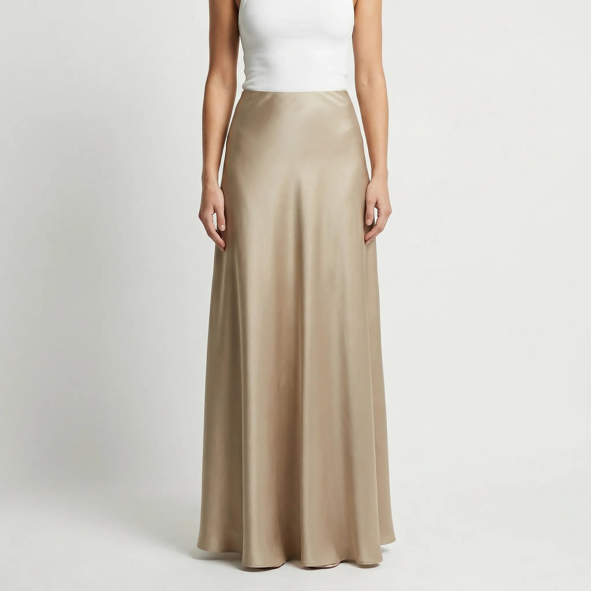 Flourelle | Solid Colour A-Line Maxi Skirt