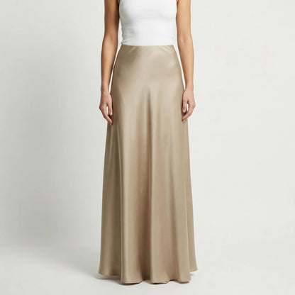 Flourelle | Solid Colour A-Line Maxi Skirt