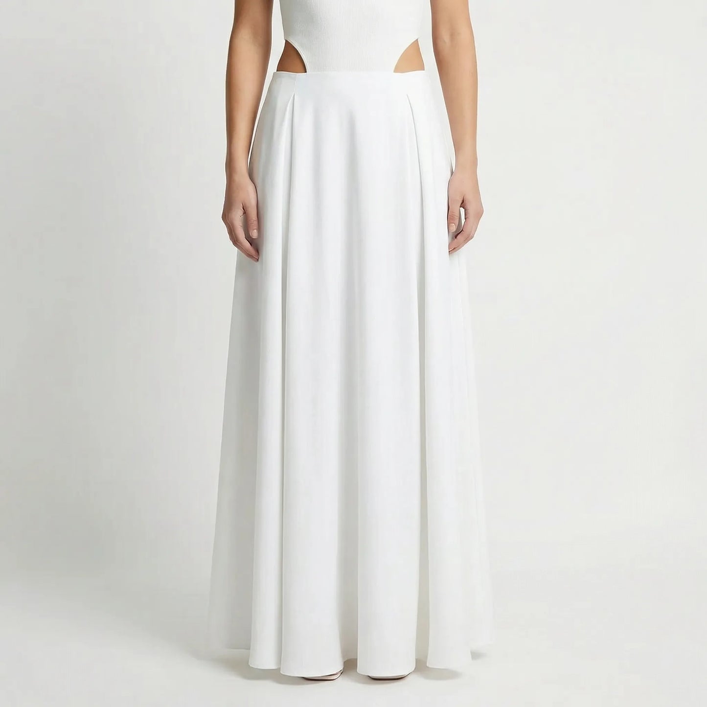 Flourelle | Solid Colour A-Line Maxi Skirt