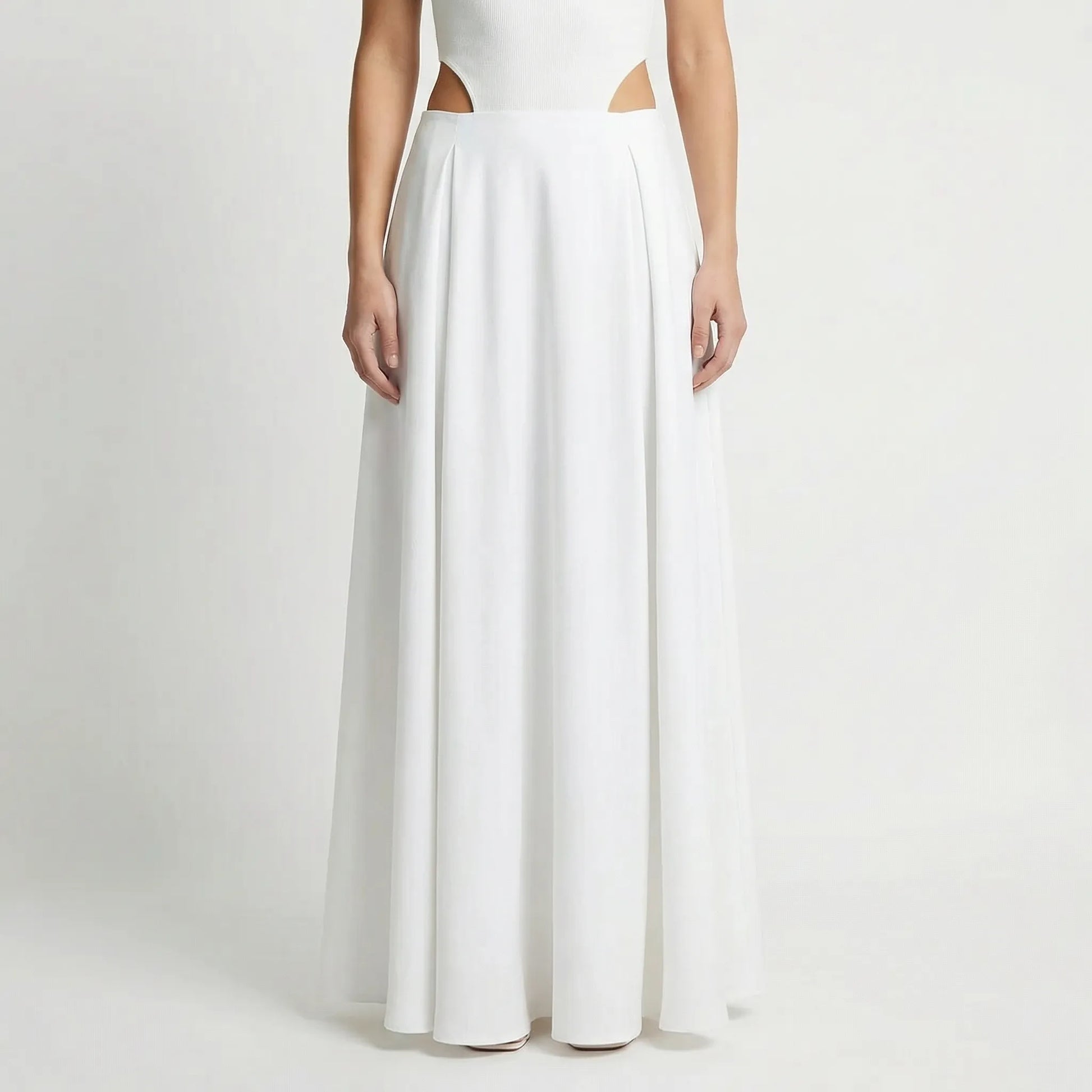 Flourelle | Solid Colour A-Line Maxi Skirt