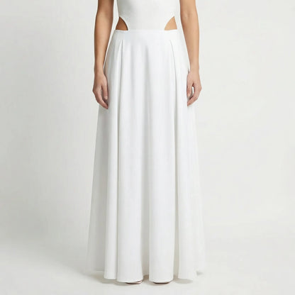 Flourelle | Solid Colour A-Line Maxi Skirt