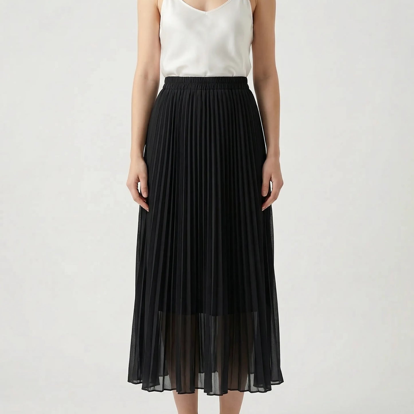 Flourette | Solid Colour Pleated Maxi Skirt
