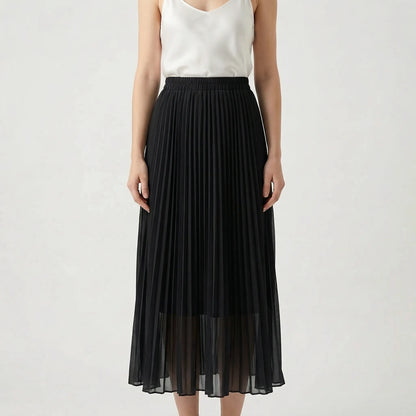 Flourette | Solid Colour Pleated Maxi Skirt