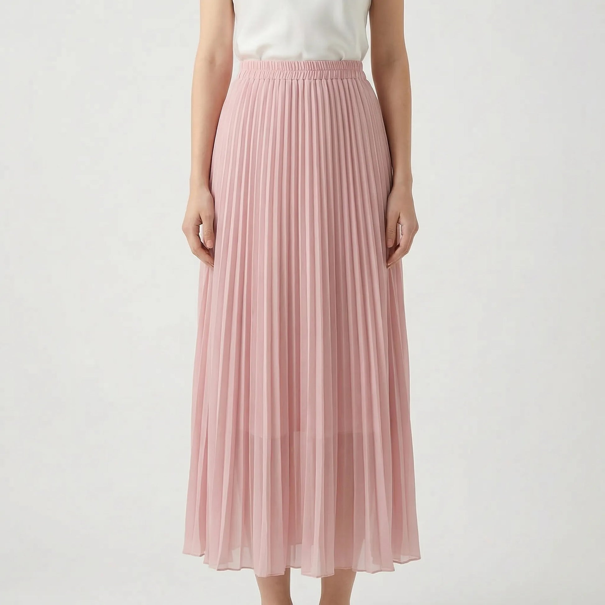 Flourette | Solid Colour Pleated Maxi Skirt