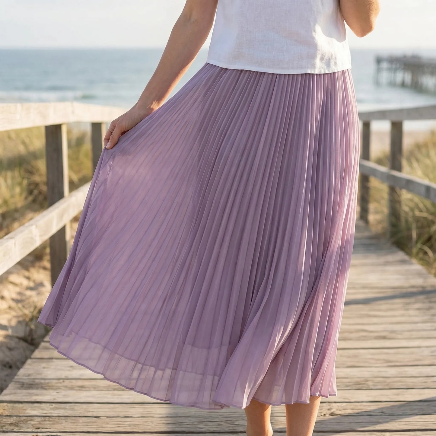 Flourette | Solid Colour Pleated Maxi Skirt
