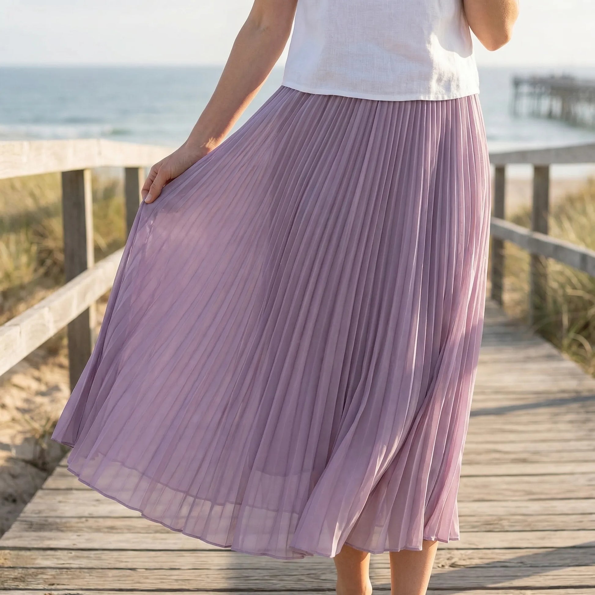 Flourette | Solid Colour Pleated Maxi Skirt