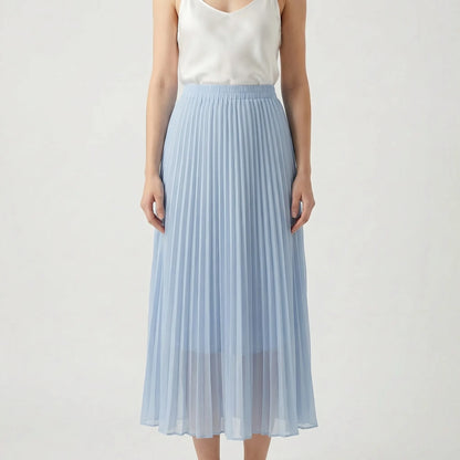 Flourette | Solid Colour Pleated Maxi Skirt