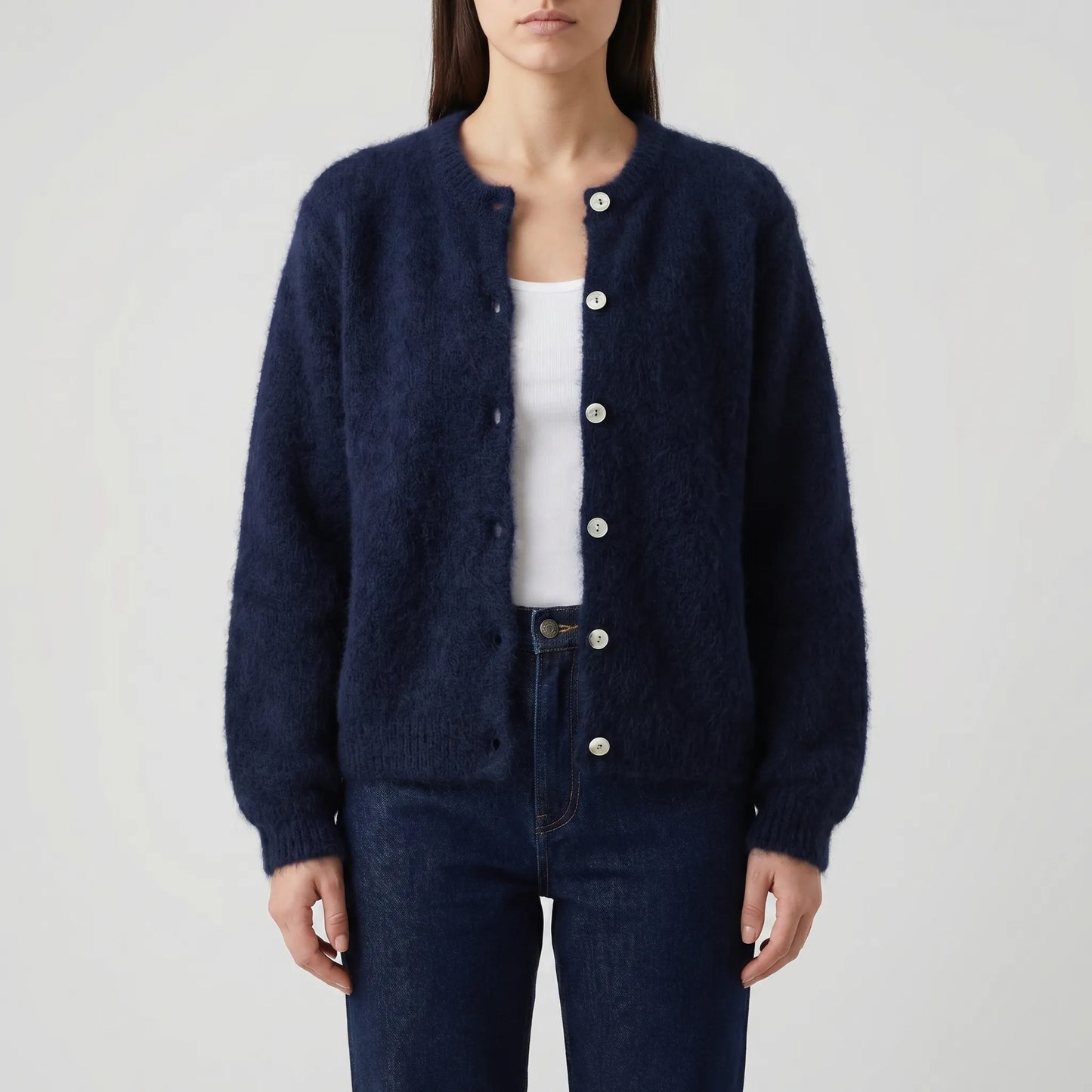 Fluffelle | Short Fluffy Button-Up Cardigan