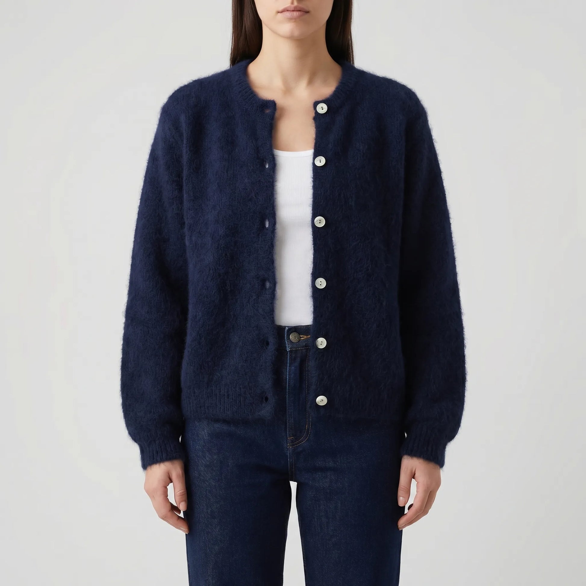 Fluffelle | Short Fluffy Button-Up Cardigan