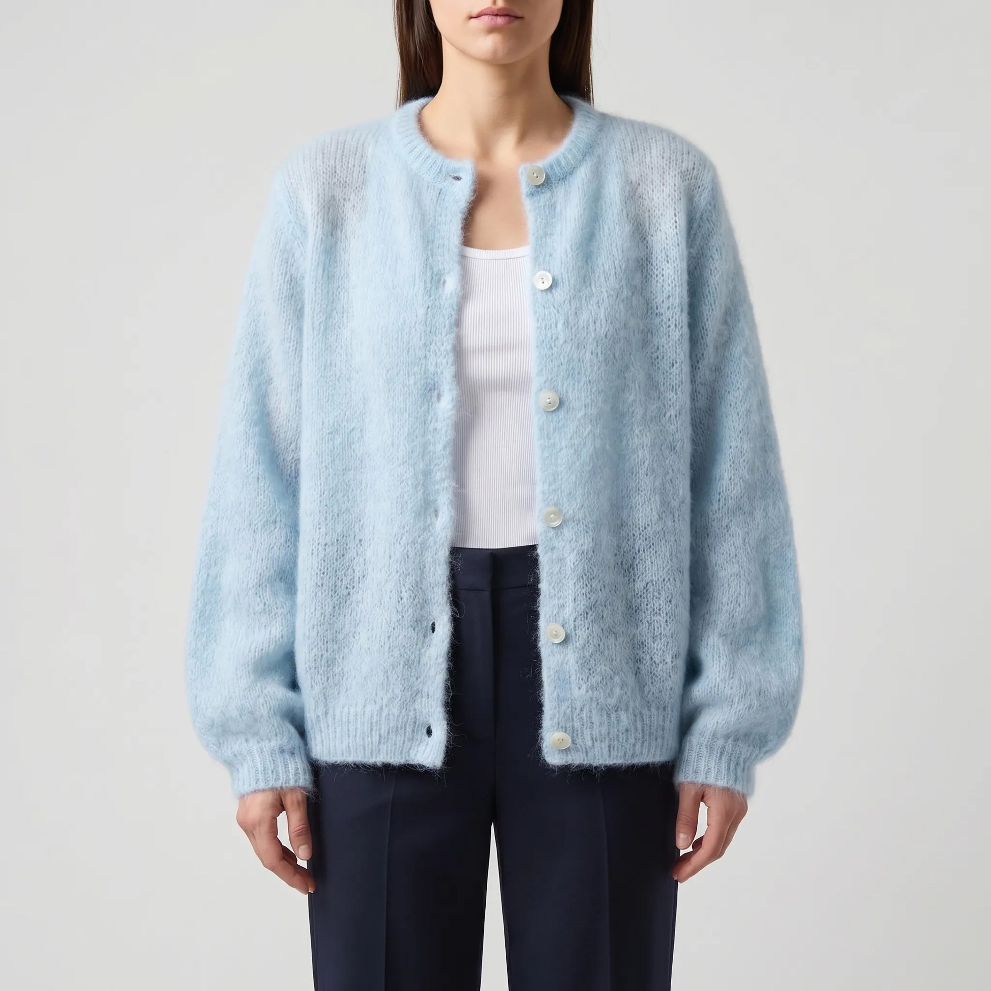Fluffelle | Short Fluffy Button-Up Cardigan