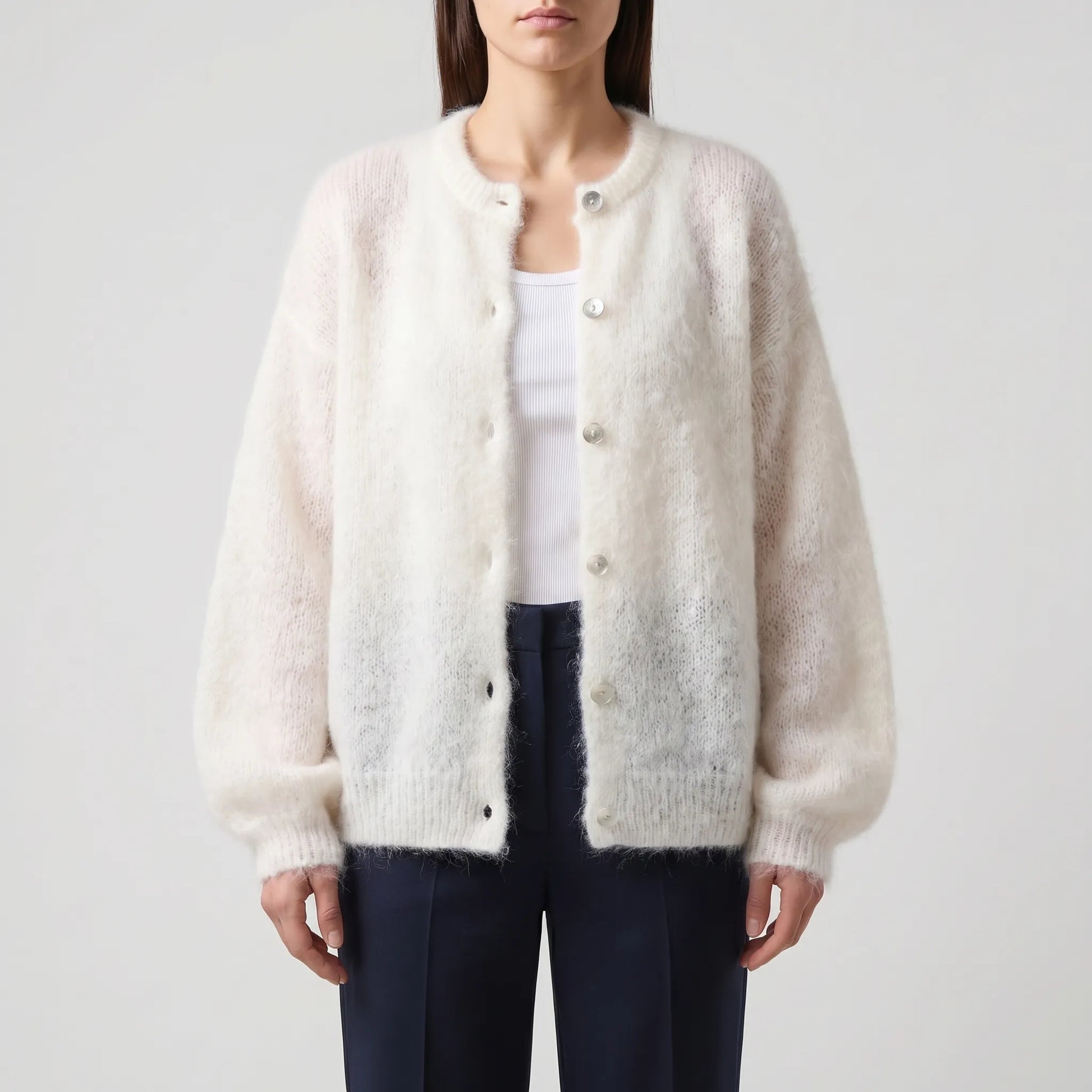 Fluffelle | Short Fluffy Button-Up Cardigan