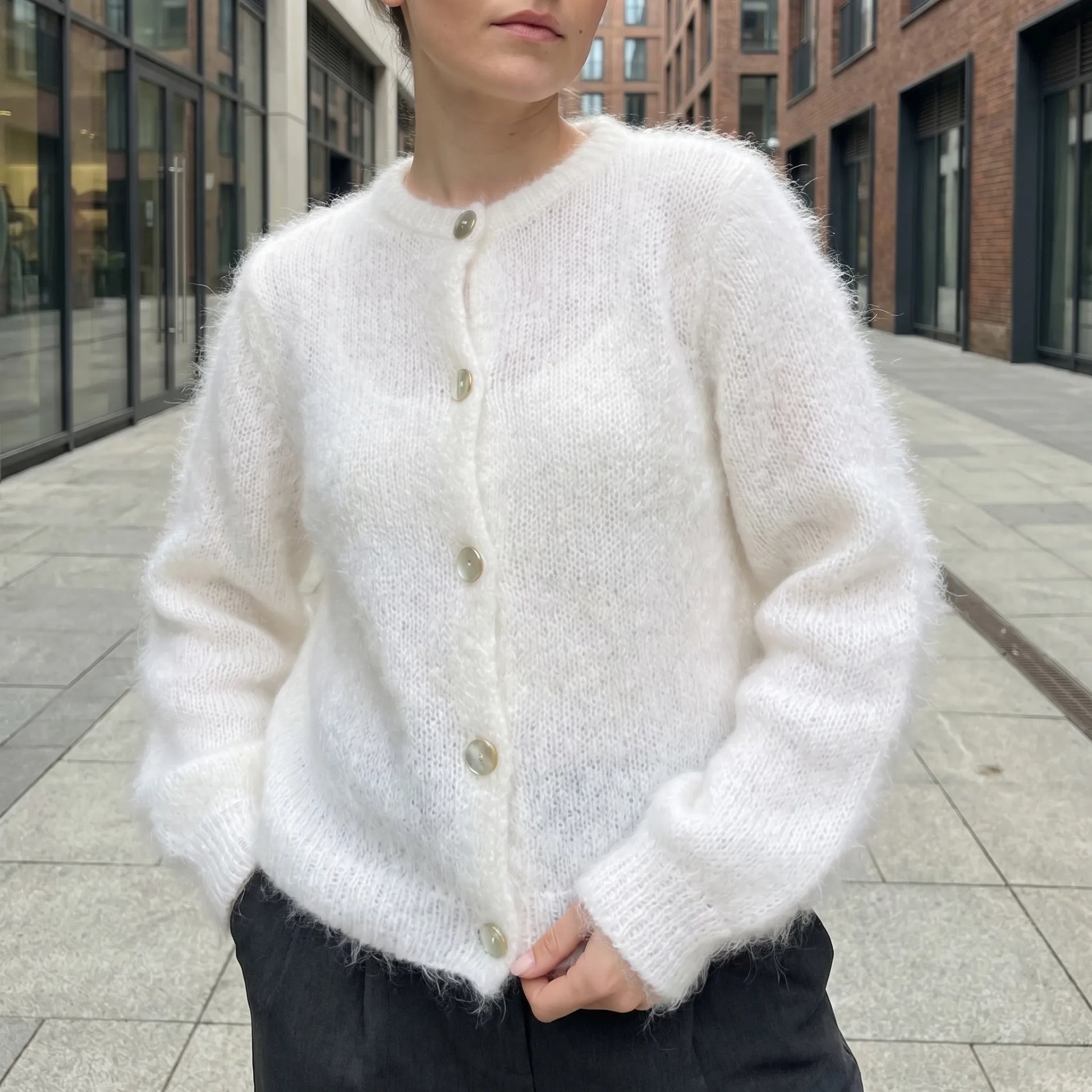 Fluffelle | Short Fluffy Button-Up Cardigan