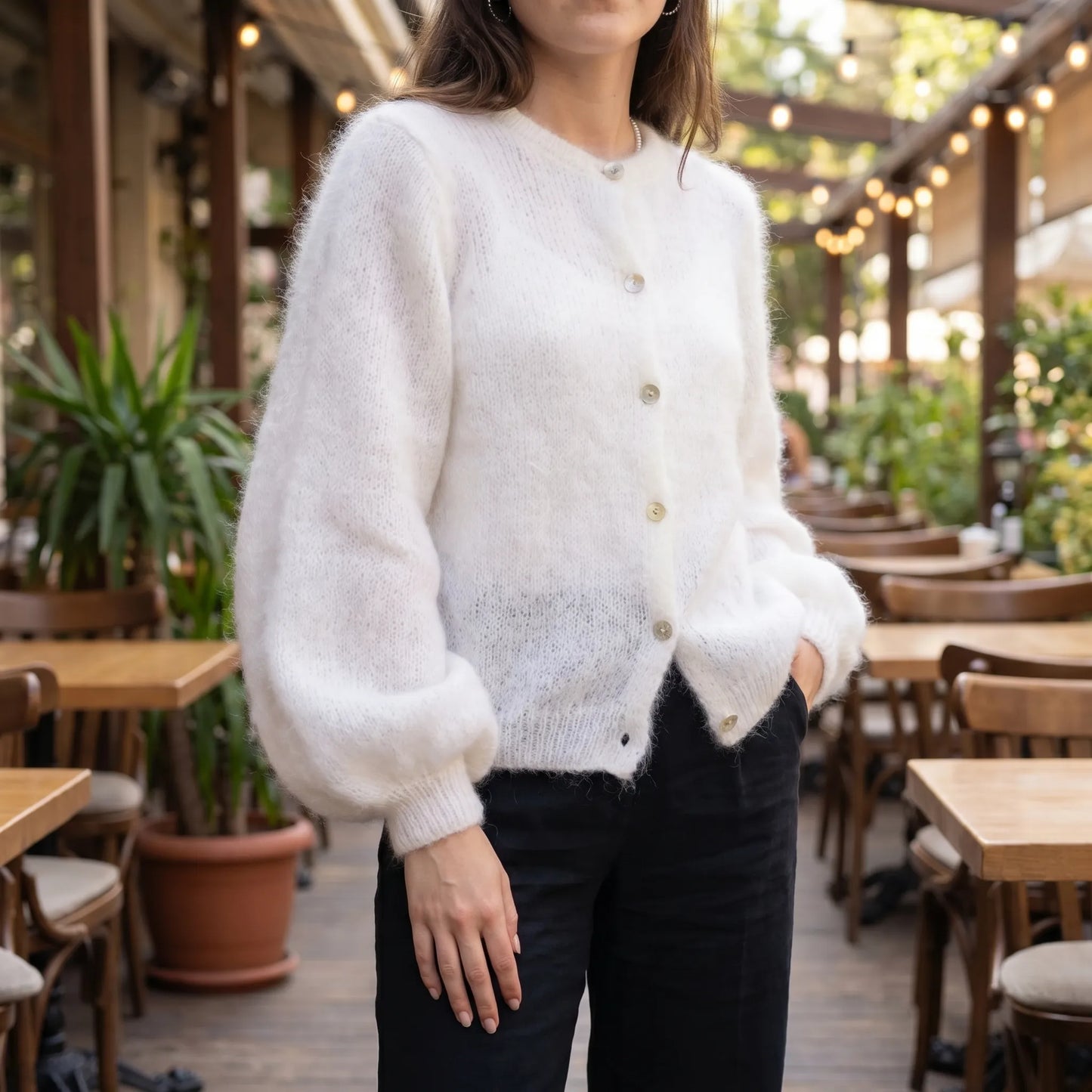 Fluffelle | Short Fluffy Button-Up Cardigan