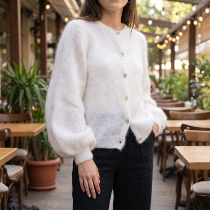 Fluffelle | Short Fluffy Button-Up Cardigan