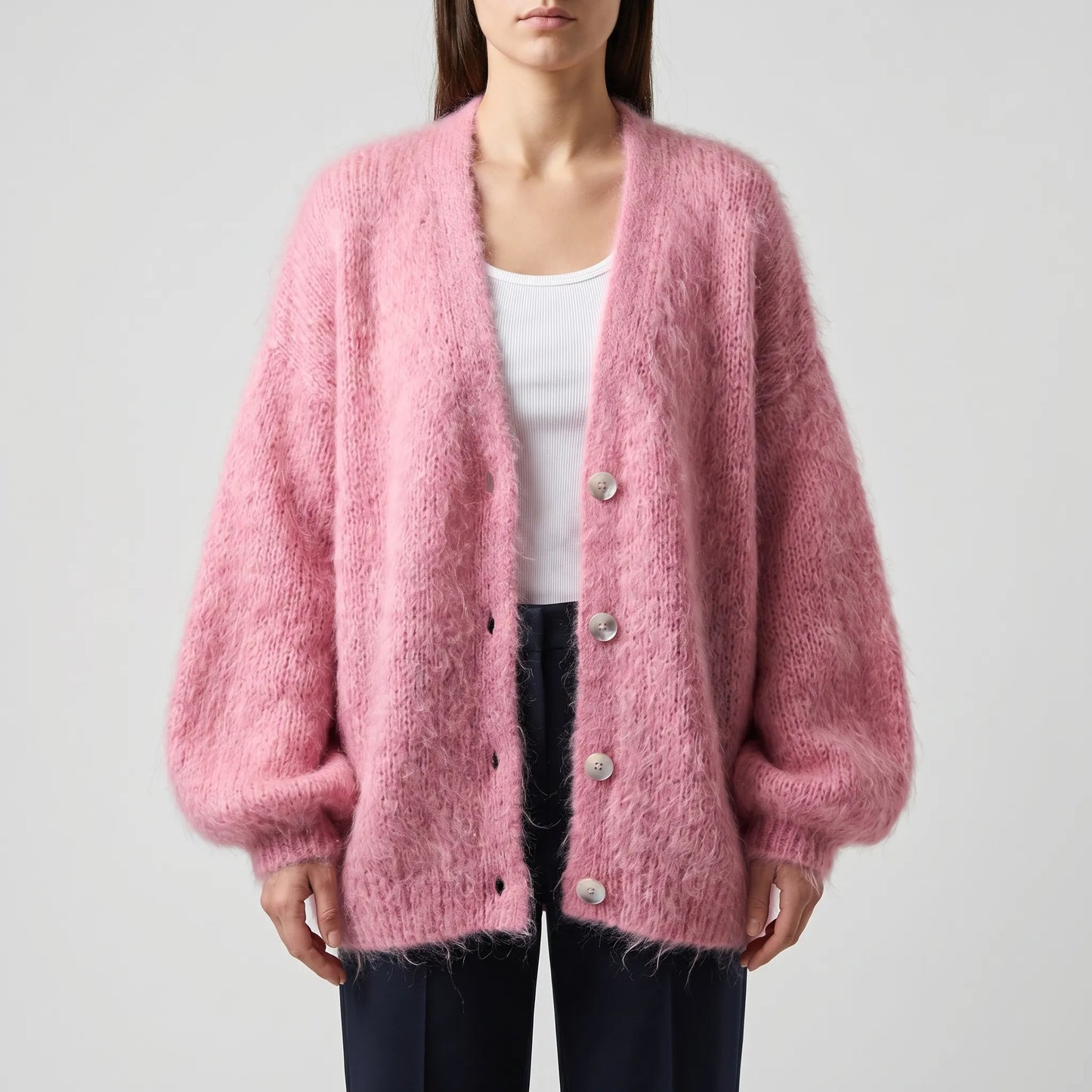 Fluffelle | Short Fluffy Button-Up Cardigan