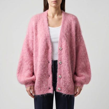Fluffelle | Short Fluffy Button-Up Cardigan