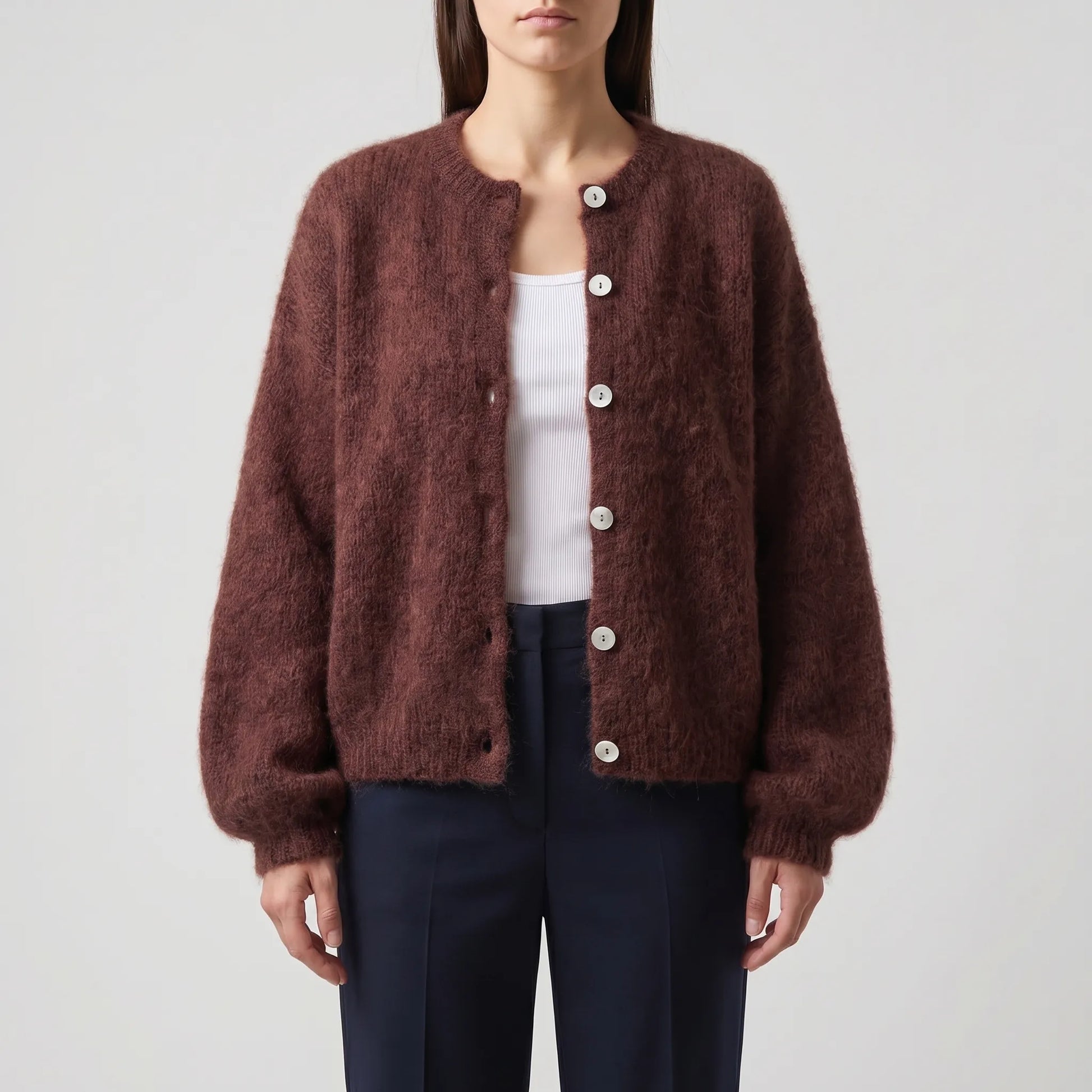 Fluffelle | Short Fluffy Button-Up Cardigan