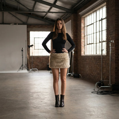 Fluffette | Fluffy Faux-Fur Bodycon Mini Skirt
