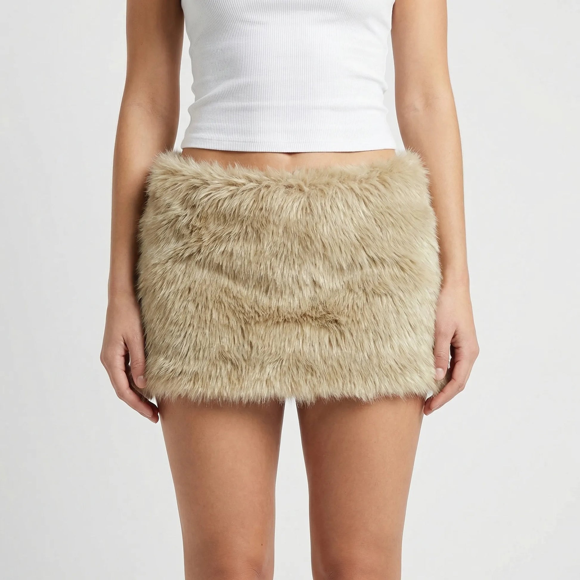 Fluffette | Fluffy Faux-Fur Bodycon Mini Skirt