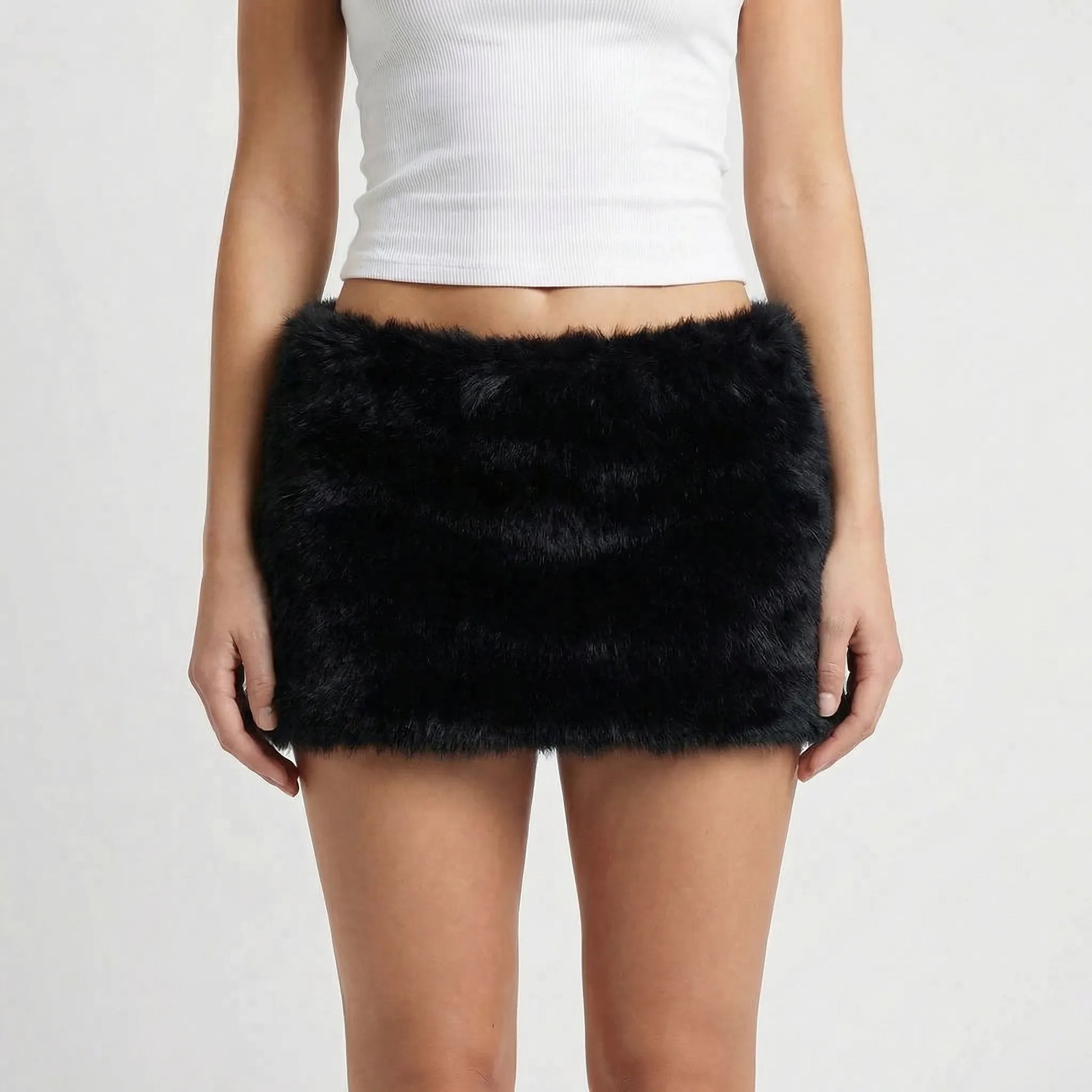 Fluffette | Fluffy Faux-Fur Bodycon Mini Skirt