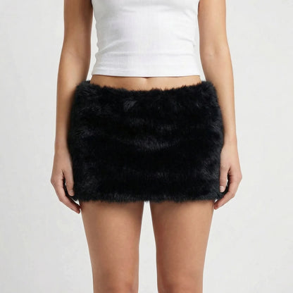 Fluffette | Fluffy Faux-Fur Bodycon Mini Skirt