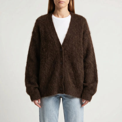 Fluforra | Loose-Fit Fluffy V-Neck Cardigan