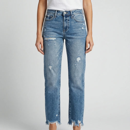 Frayven | Straight-Leg Cropped Distressed Jeans