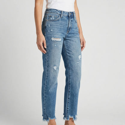 Frayven | Straight-Leg Cropped Distressed Jeans