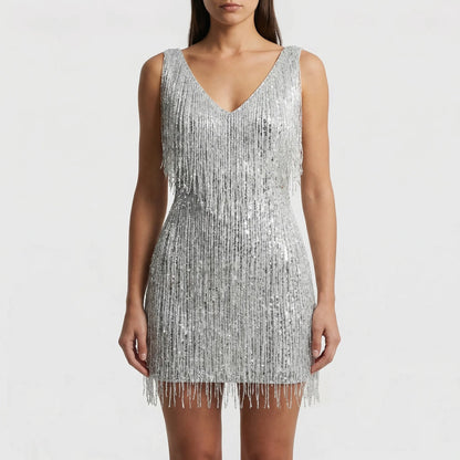 Frinova - Sequin Fringe Mini Party Dress