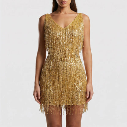 Frinova - Sequin Fringe Mini Party Dress