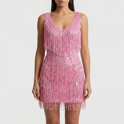 Frinova - Sequin Fringe Mini Party Dress
