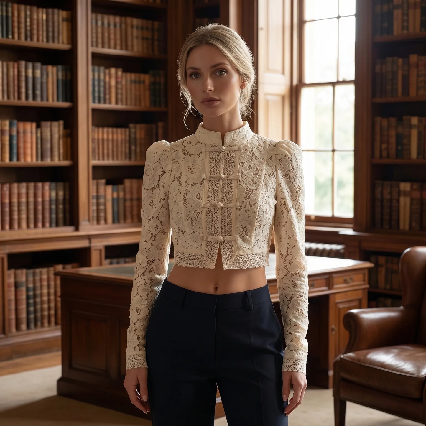 Froguette | Long Sleeve Lace Floral Blouse