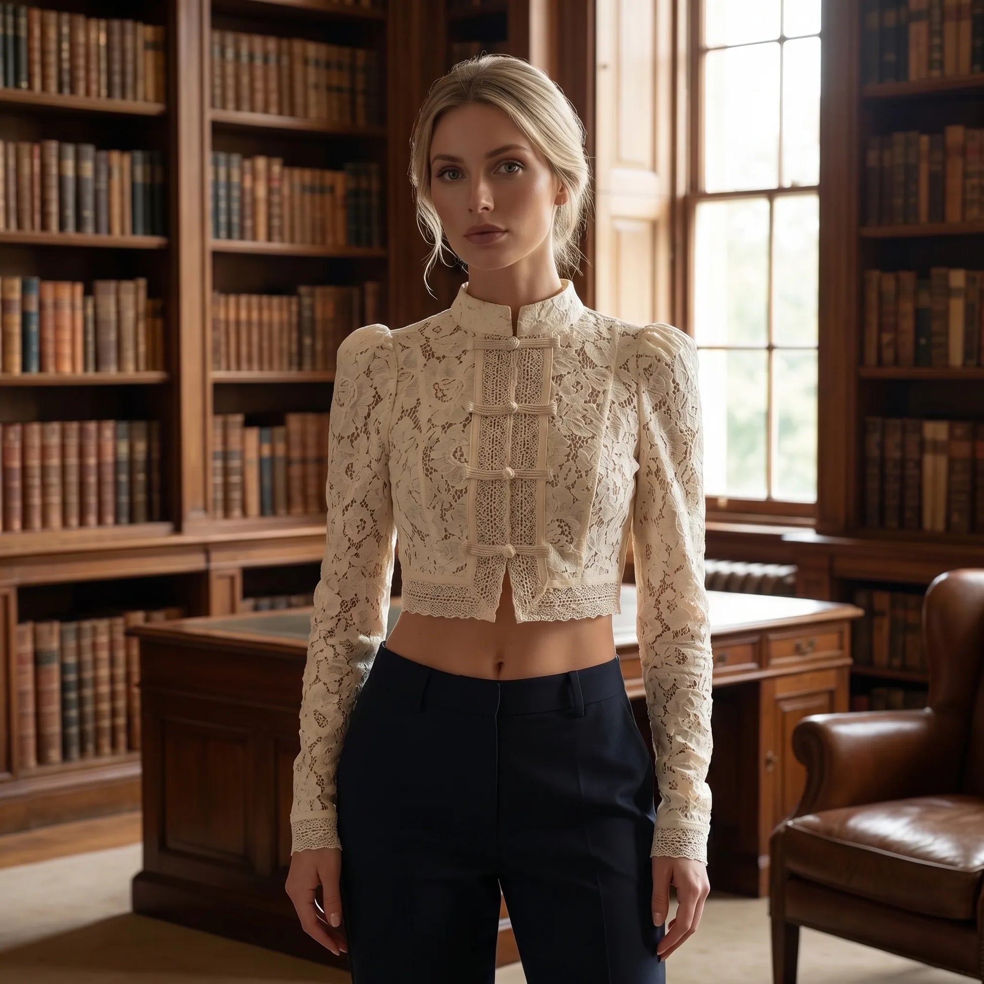 Froguette | Long Sleeve Lace Floral Blouse