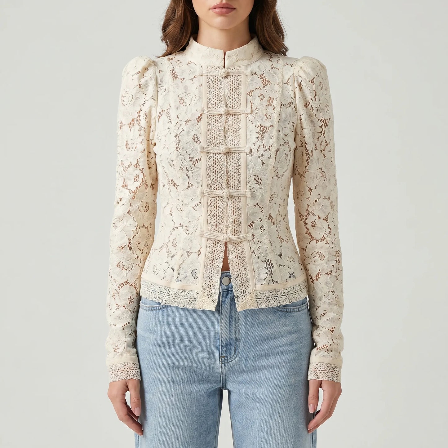 Froguette | Long Sleeve Lace Floral Blouse