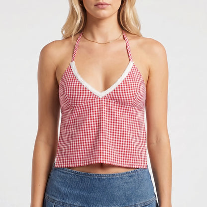 Gingrella | Gingham Print Halter Crop Top