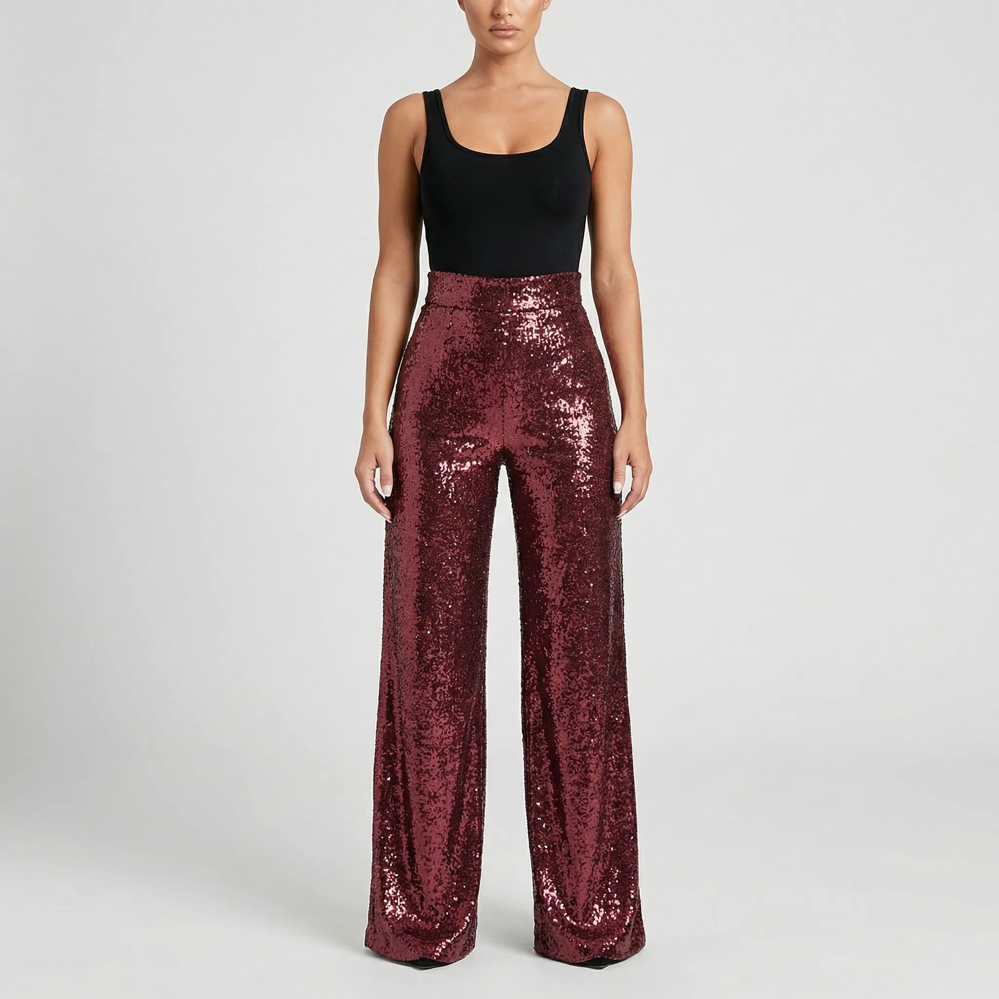 Glamrix | High-Waist Sequin Wide-Leg Trousers